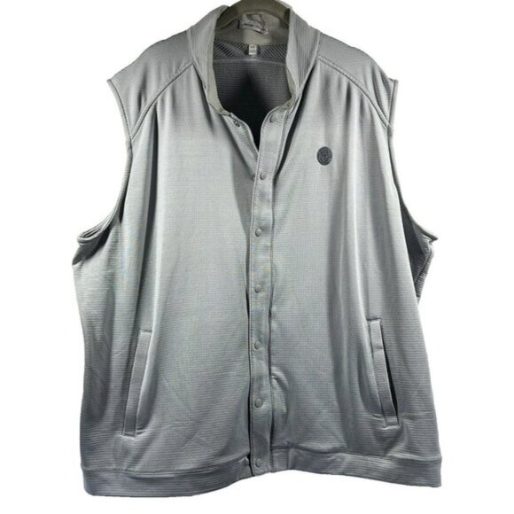 Peter Millar Men Vest 2XL Gray Full Zip Snap Golf Sleeveless Stretch Lightweight - Picture 2 of 15